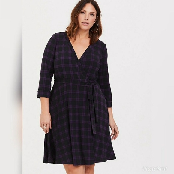 torrid Dresses & Skirts - Torrid Plaid Studio Knit Wrap Dress
